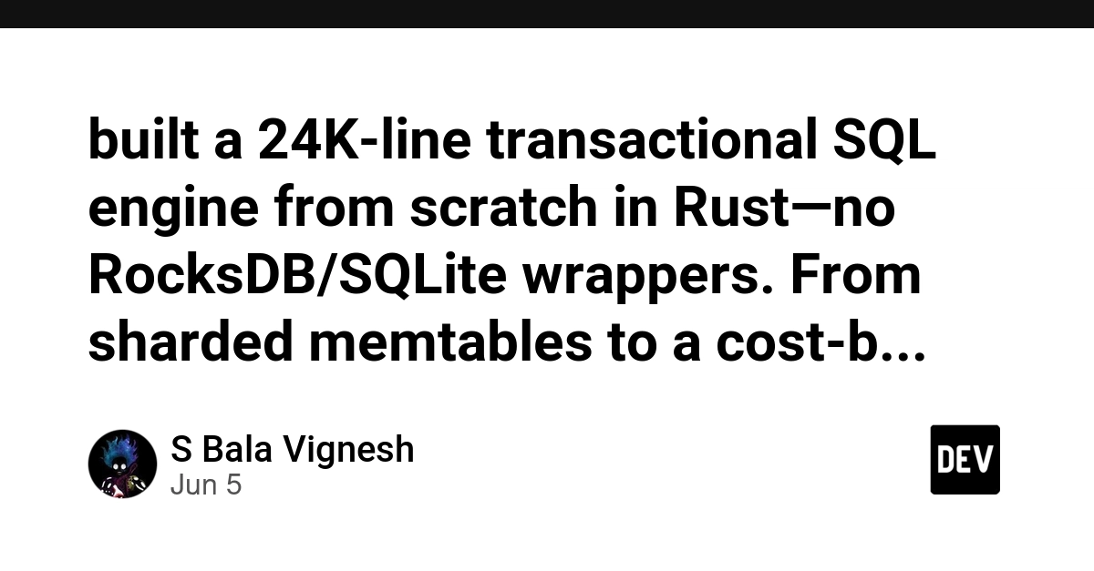 built a 24K-line transactional SQL engine from scratch in Rust—no RocksDB/SQLite wrappers. From sharded memtables to a cost-based optimizer and SSI, here is how I designed it: https://github.com/SBALAVIGNESH123/OmniKV
