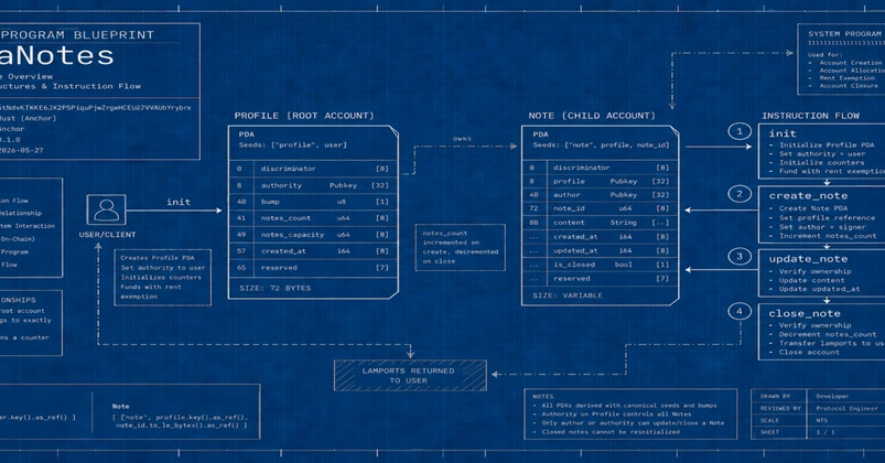 Building SolaNotes: Deterministic PDA Design in a Solana Program